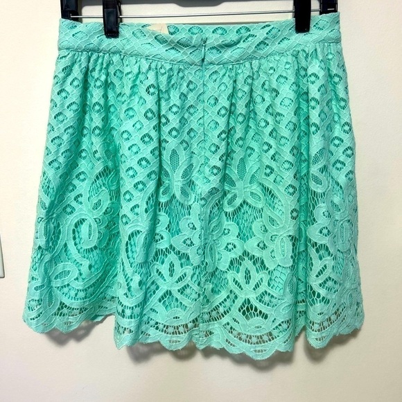 Forever21 Green Casual\Dressy Trendy Lined Mini Lace Gathered Waist Skirt Large - Picture 3 of 6